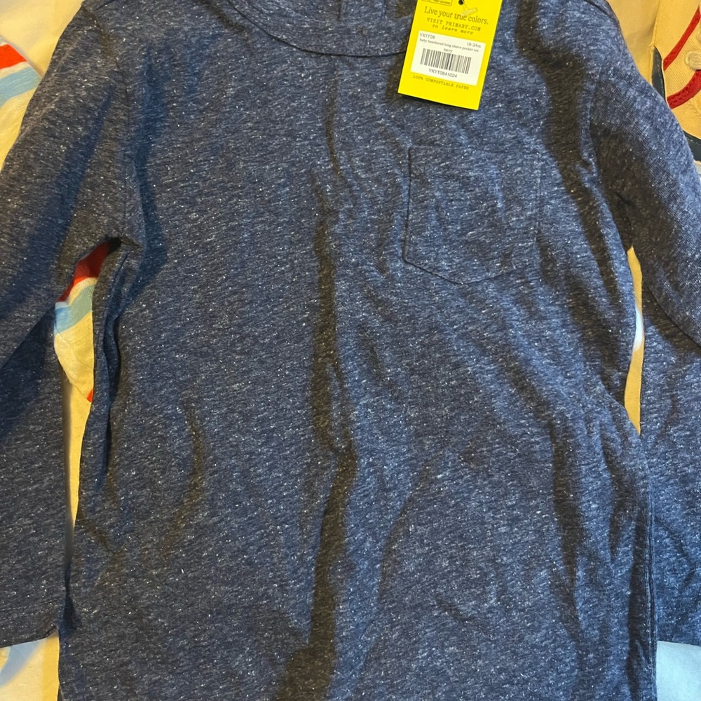 Primary NWT Heather Navy Long Sleeve Shirt 18-24mo
